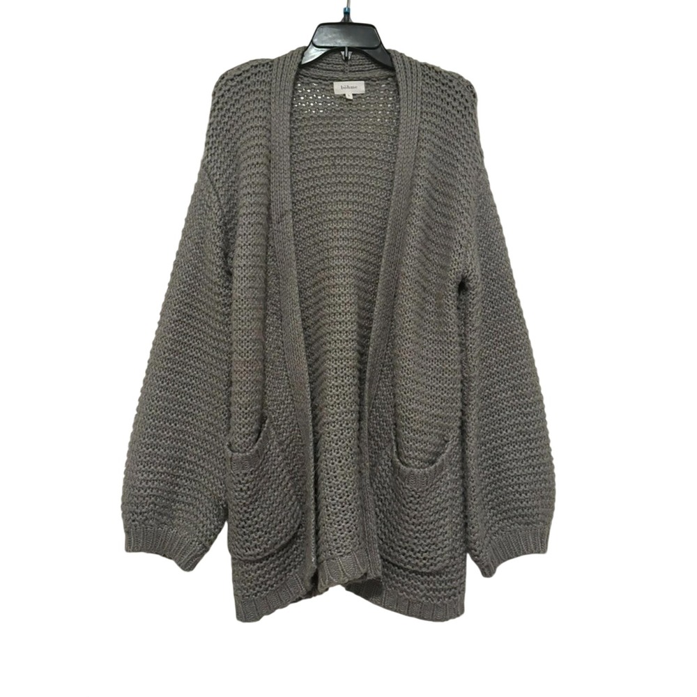 Women's‎ Bohme S very oversized loose knit chunky grey boho long cardigan #1212
